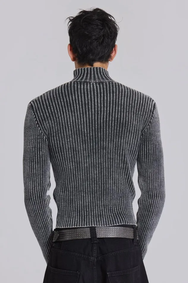 Jaded London Outerwear Men Black Lucid Knit Track Top Black