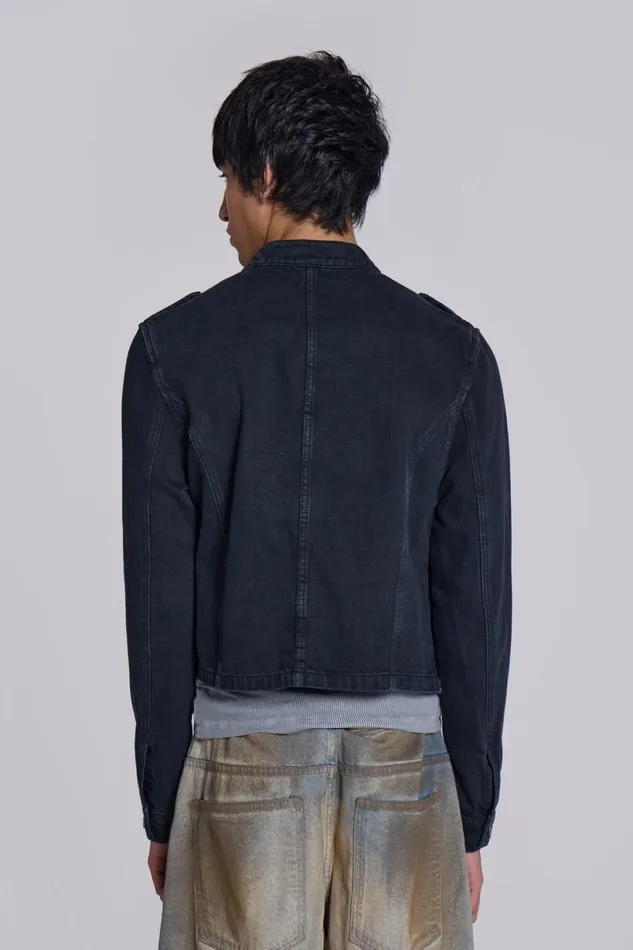 Jaded London Outerwear Men Washed Black Rebel Jacket Black