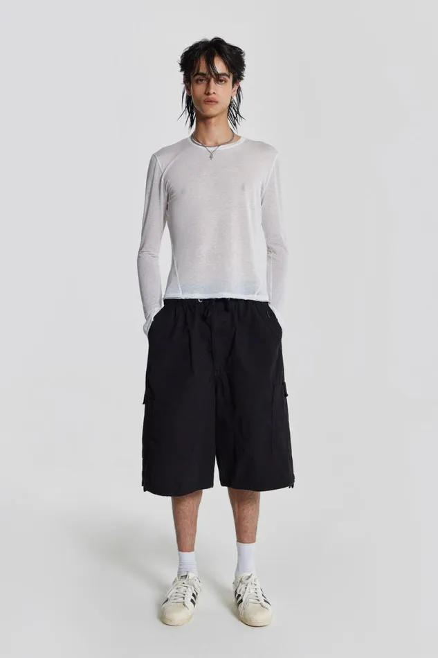 Jaded London Parachute Pants Women Black Parachute Cargo Shorts Black