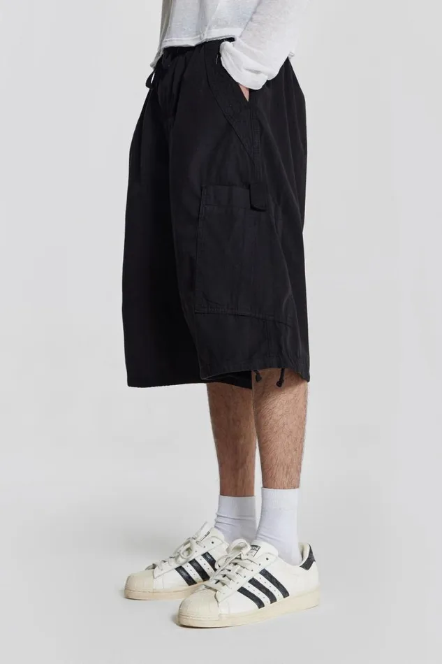 Jaded London Parachute Pants Women Black Parachute Cargo Shorts Black