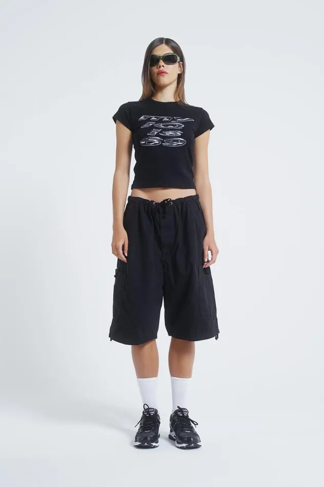 Jaded London Parachute Pants Women Black Parachute Cargo Shorts Black