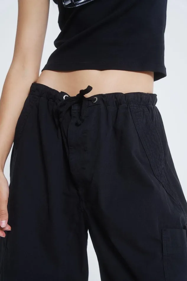 Jaded London Parachute Pants Women Black Parachute Cargo Shorts Black