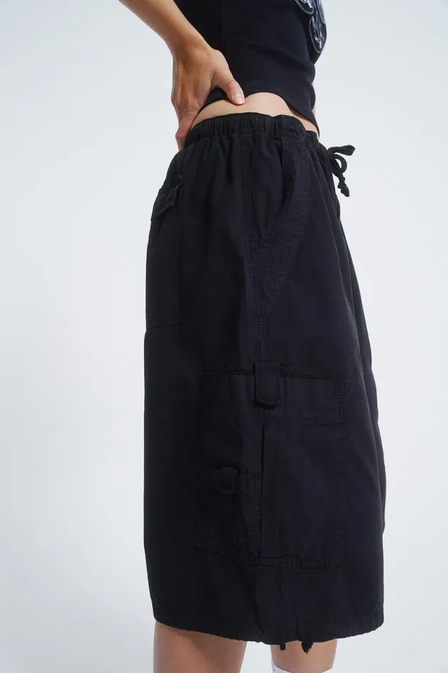 Jaded London Parachute Pants Women Black Parachute Cargo Shorts Black