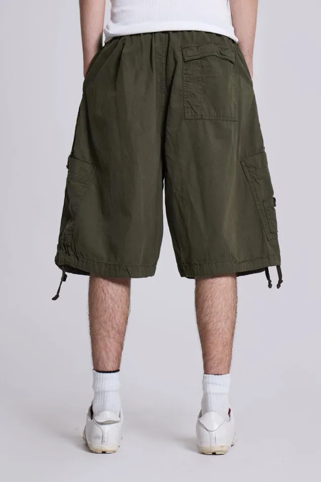 Jaded London Parachute Pants Women Khaki Parachute Cargo Shorts Khaki