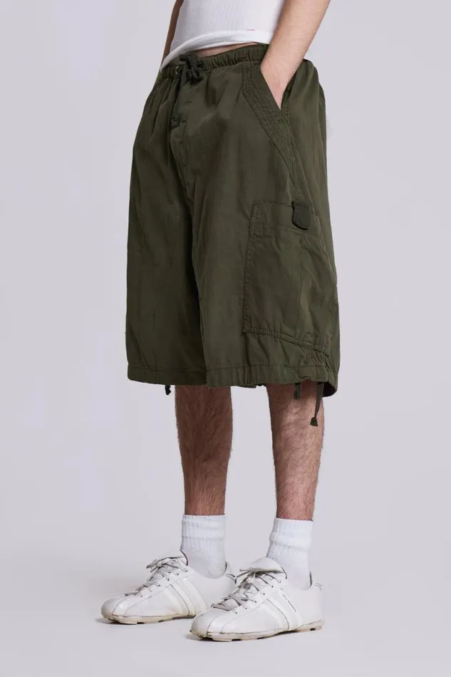 Jaded London Parachute Pants Women Khaki Parachute Cargo Shorts Khaki