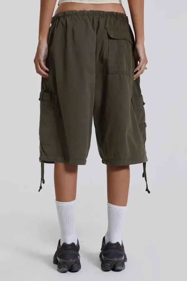 Jaded London Parachute Pants Women Khaki Parachute Cargo Shorts Khaki