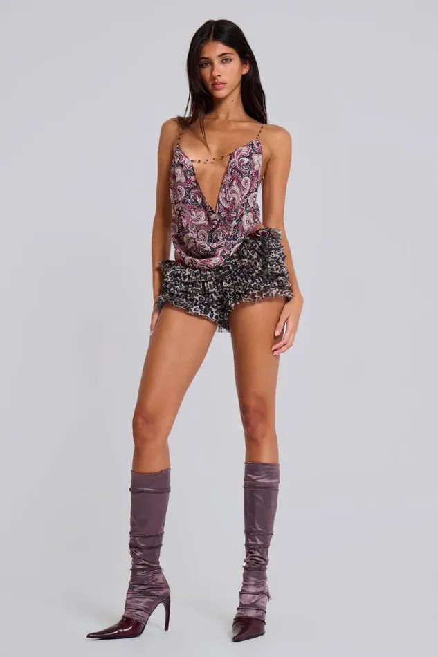 Jaded London Shorts and Jorts Women Leopard Rhea Mesh Bloomer Shorts Black