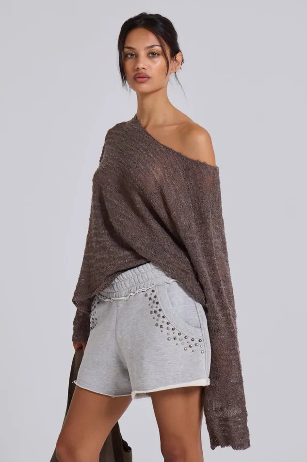 Jaded London Shorts and Jorts Women Monster Jogger Studded Shorts Grey