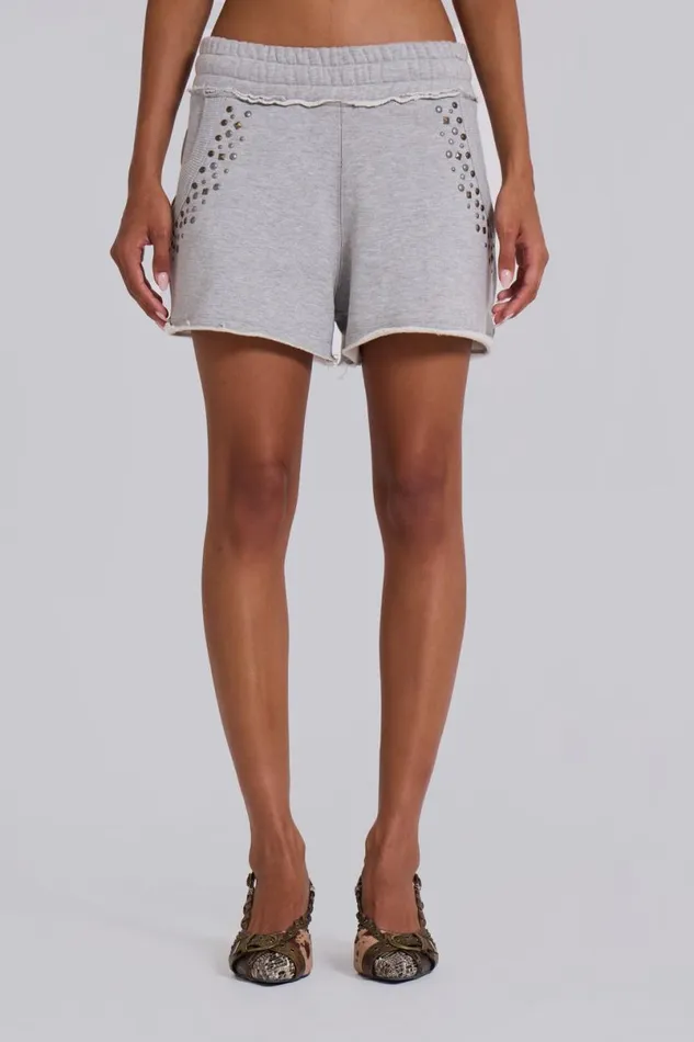 Jaded London Shorts and Jorts Women Monster Jogger Studded Shorts Grey
