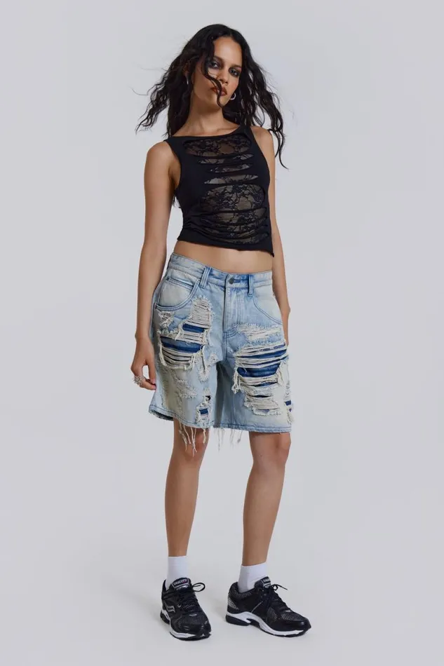 Jaded London Shorts and Jorts Women Vault Denim Shorts Blue