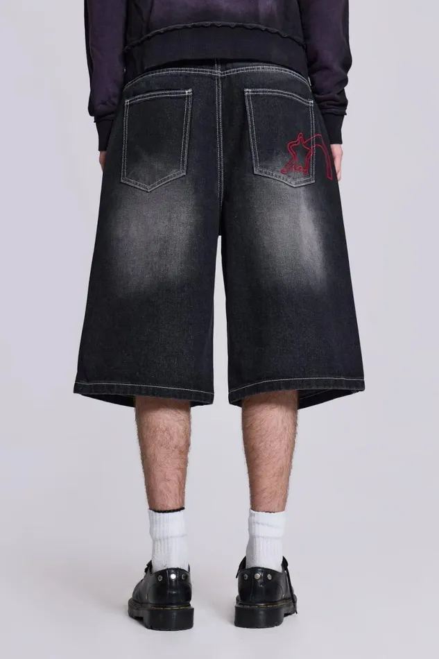 Jaded London Shorts and Jorts Women Washed Black Jumbo Jorts Black