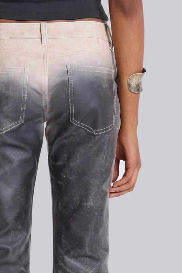 Jaded London SlimStraight Jeans Women Airbrush Faux Leather Trousers Blackcream