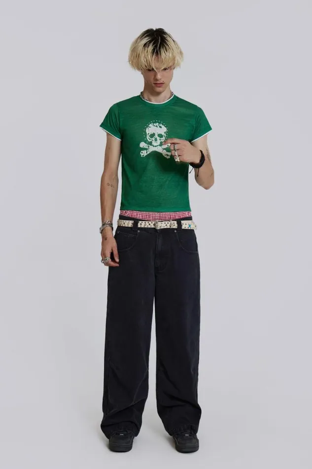 Jaded London TShirts and Vests Men Bones Tee Green