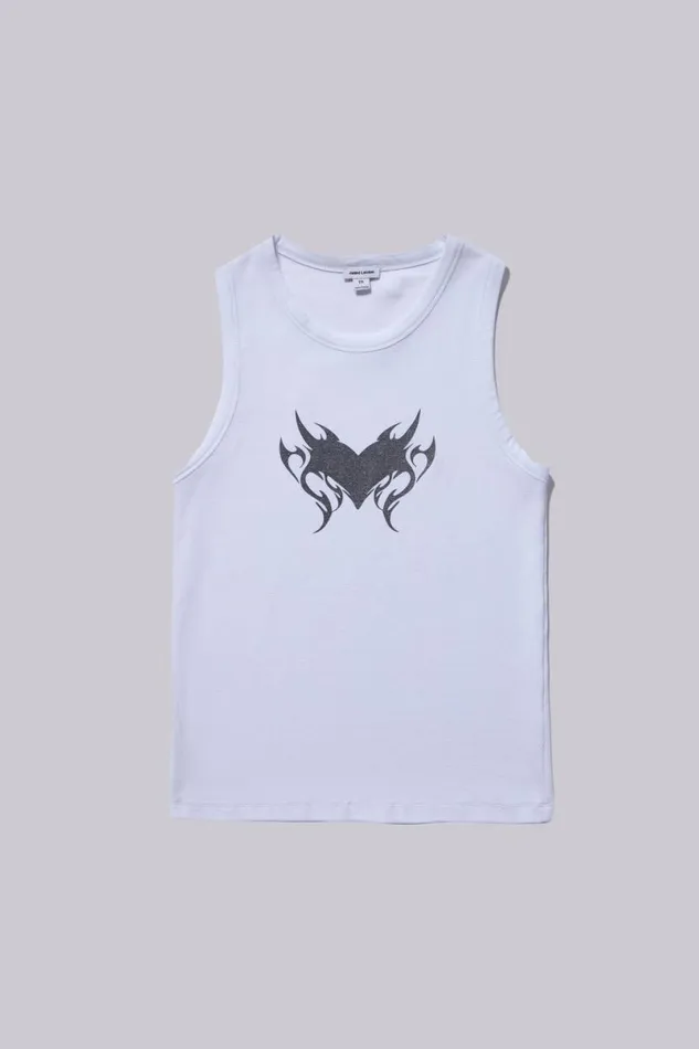 Jaded London TShirts and Vests Men Flaming Heart Vest White