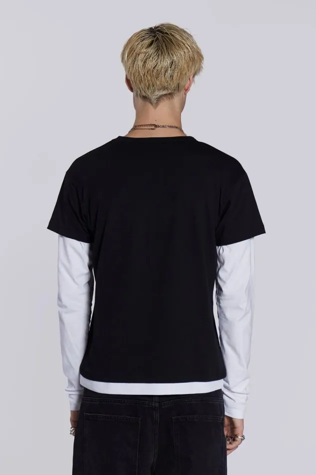 Jaded London TShirts and Vests Men Ibiza Kiss Double Layer Tee Black