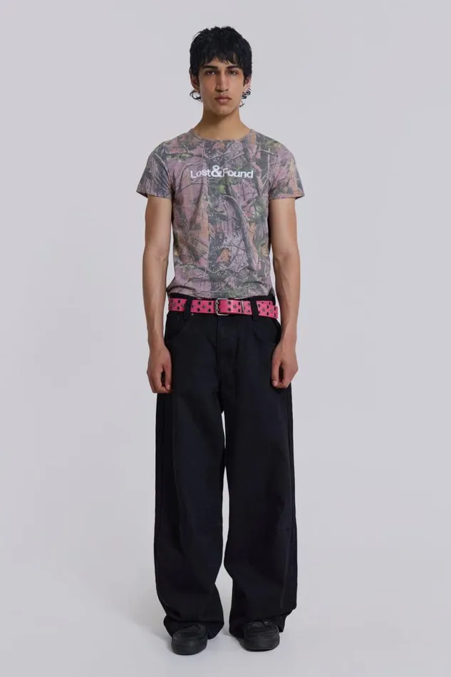 Jaded London TShirts and Vests Men Lost and Found Camo Tee Pink