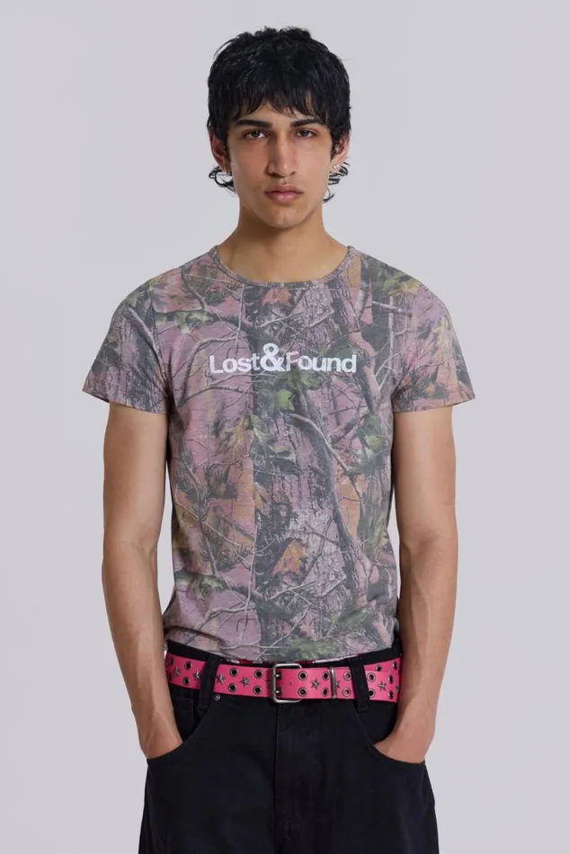Jaded London TShirts and Vests Men Lost and Found Camo Tee Pink
