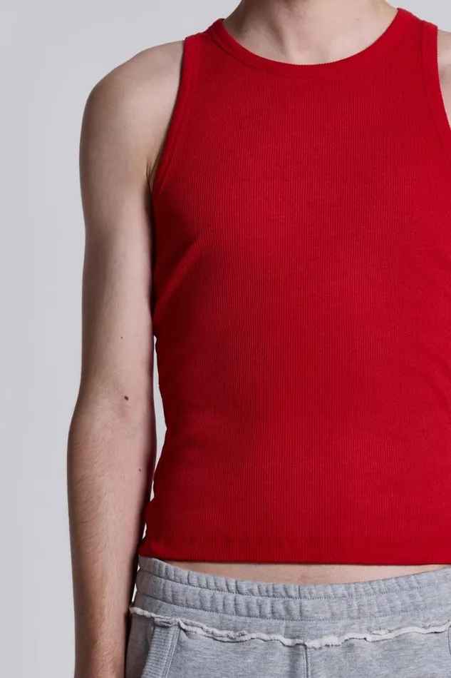 Jaded London TShirts and Vests Men NTRLS Red Ribbed Vest Red