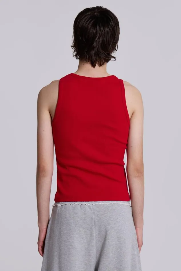 Jaded London TShirts and Vests Men NTRLS Red Ribbed Vest Red