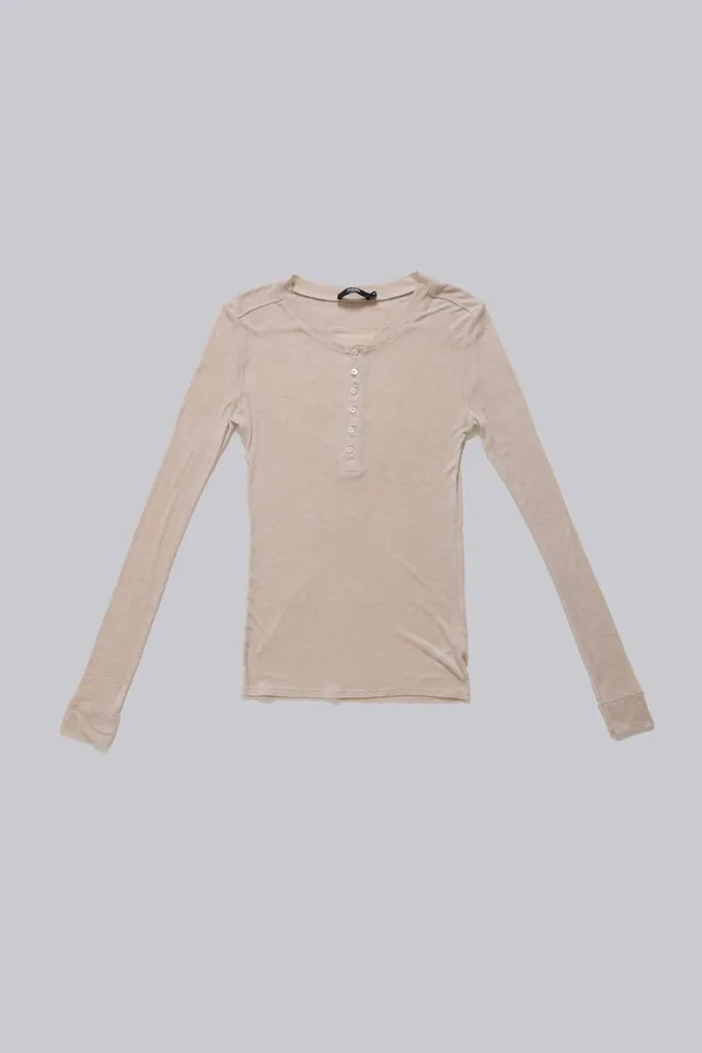 Jaded London TShirts and Vests Men Oatmeal Haze Henley Oatmeal