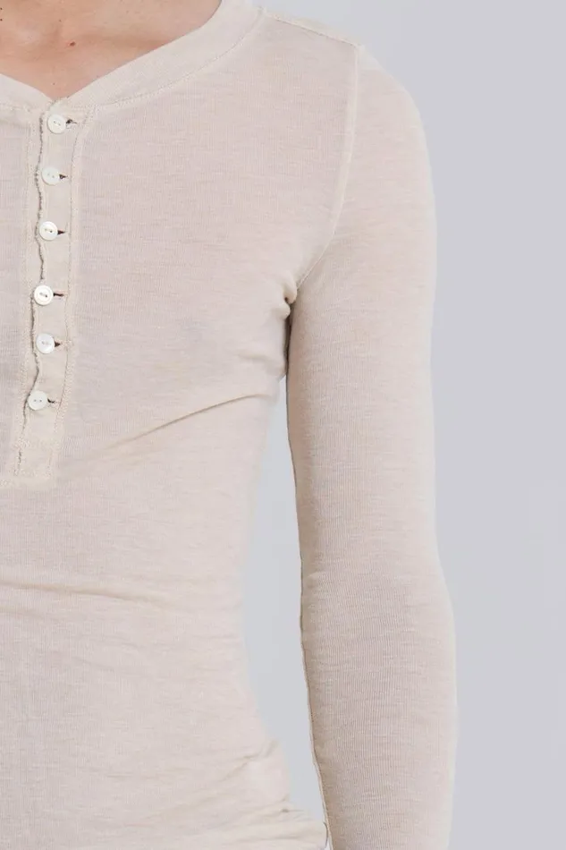 Jaded London TShirts and Vests Men Oatmeal Haze Henley Oatmeal