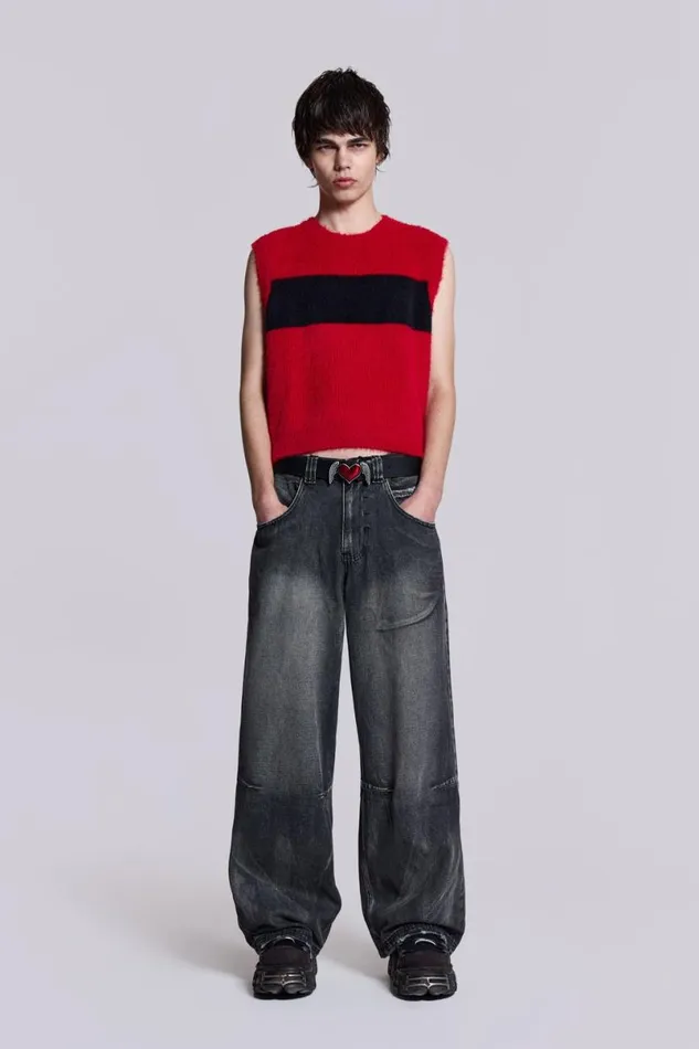 Jaded London TShirts and Vests Men Redact Knit Vest Red