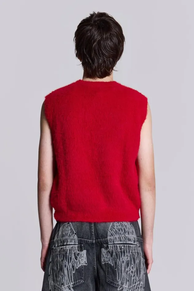 Jaded London TShirts and Vests Men Redact Knit Vest Red