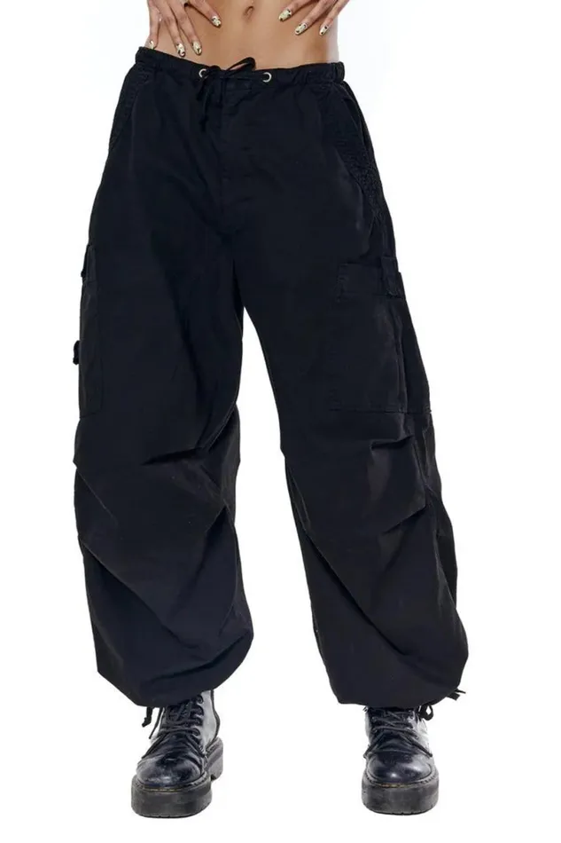 Jaded London Trousers and Pants Women Black Parachute Cargo Pants Black