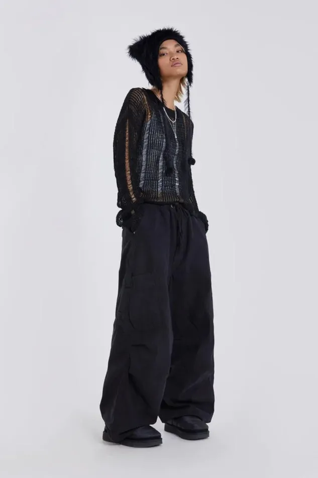 Jaded London Trousers and Pants Women Black Parachute Cargo Pants Black