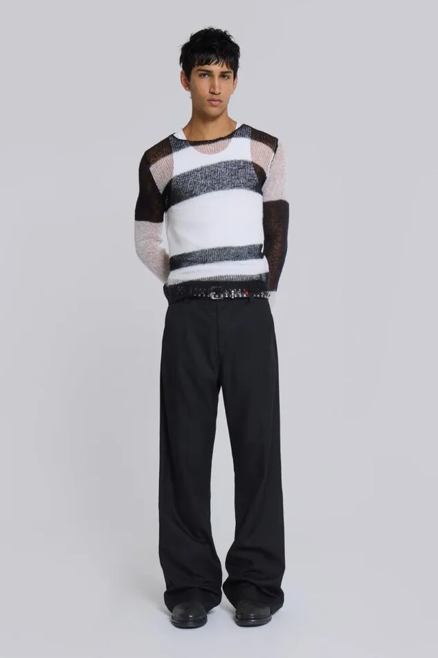 Jaded London Trousers and Pants WomenUnisex Black Stacked Bootcut Suit Pants Black