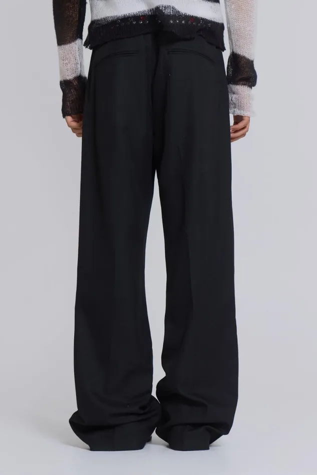 Jaded London Trousers and Pants WomenUnisex Black Stacked Bootcut Suit Pants Black