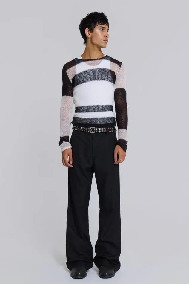 Jaded London Trousers and Pants WomenUnisex Black Stacked Bootcut Suit Pants Black