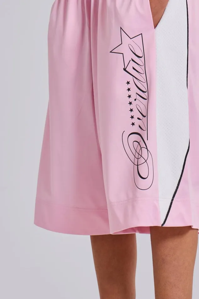 Jaded London Unisex UnisexMen Pink Overdue Basketball Shorts Pink