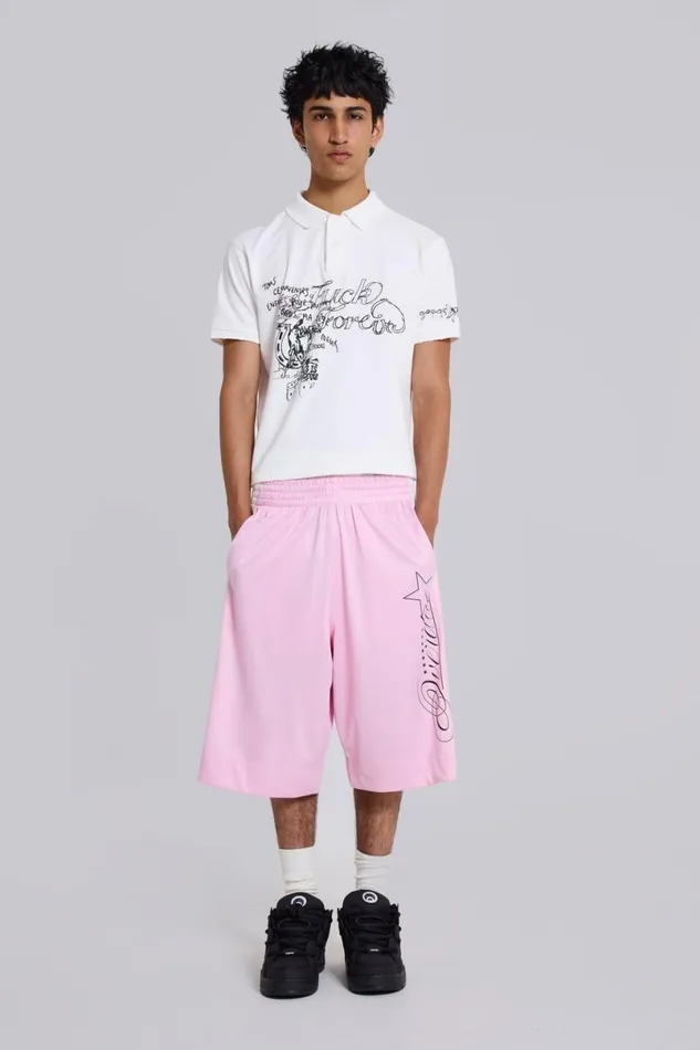 Jaded London Unisex UnisexMen Pink Overdue Basketball Shorts Pink