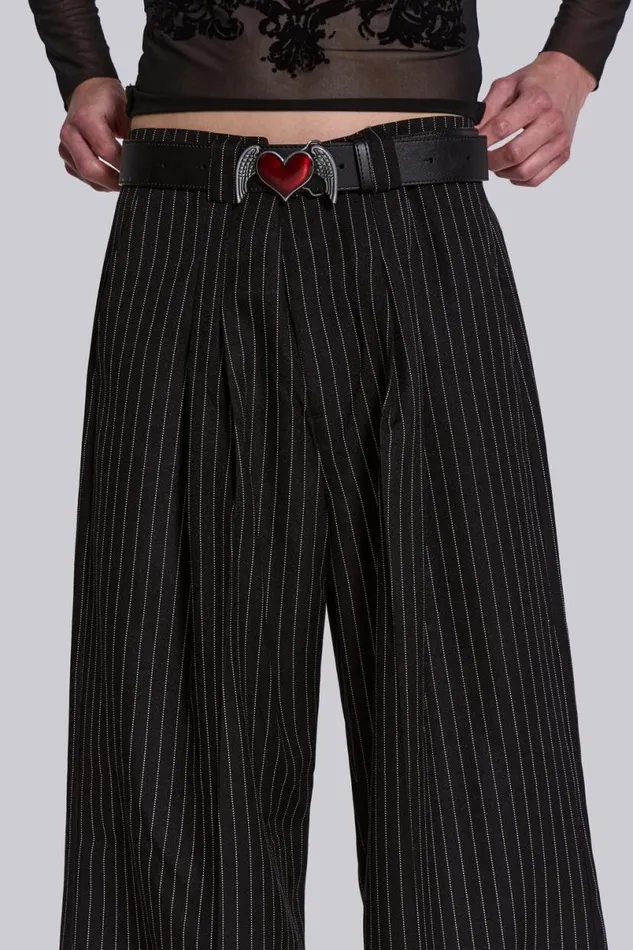 Jaded London Unisex UnisexWomen Black Pinstripe Goliath Suit Pants Black