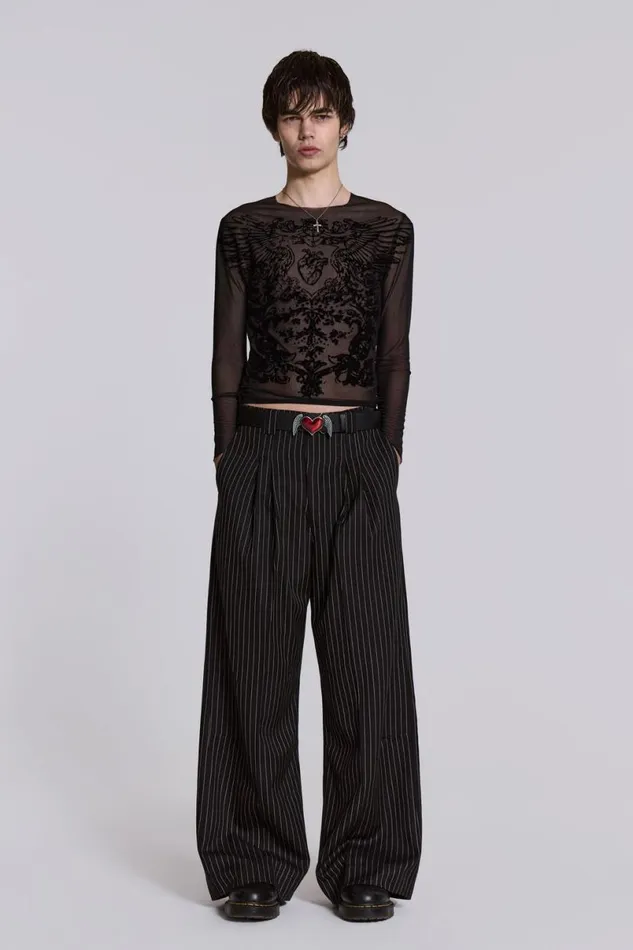 Jaded London Unisex UnisexWomen Black Pinstripe Goliath Suit Pants Black