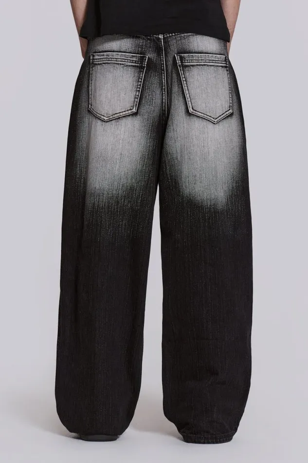 Jaded London Unisex UnisexWomen Black White Wash XL Colossus Jeans Black