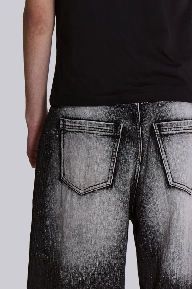 Jaded London Unisex UnisexWomen Black White Wash XL Colossus Jeans Black