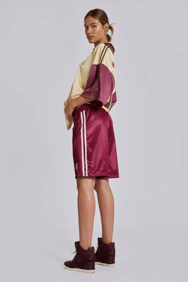Jaded London Unisex UnisexWomen Burgundy Alyx Longline Football Shorts Red