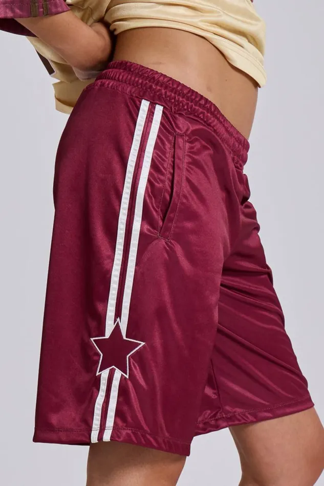 Jaded London Unisex UnisexWomen Burgundy Alyx Longline Football Shorts Red