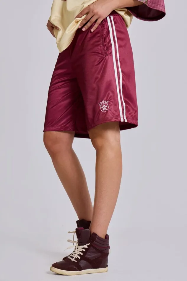 Jaded London Unisex UnisexWomen Burgundy Alyx Longline Football Shorts Red