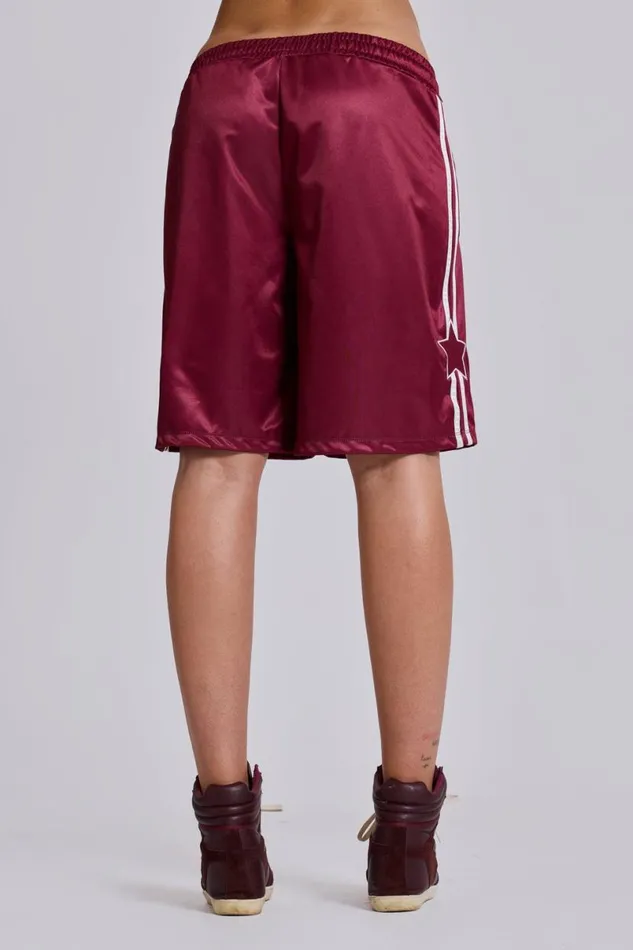 Jaded London Unisex UnisexWomen Burgundy Alyx Longline Football Shorts Red