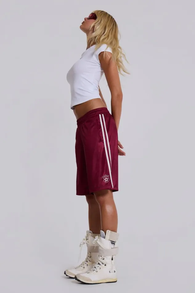 Jaded London Unisex UnisexWomen Burgundy Alyx Longline Football Shorts Red