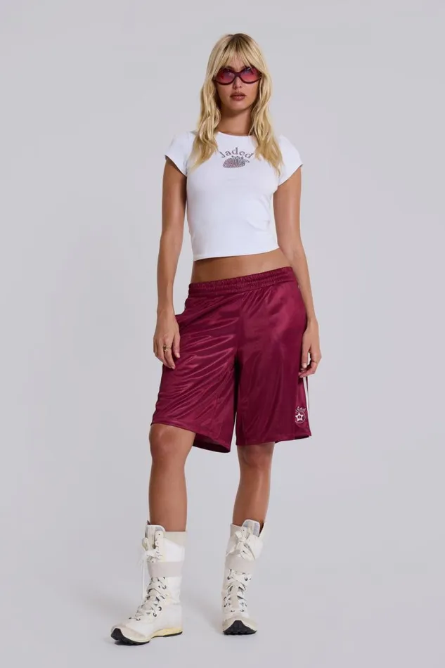 Jaded London Unisex UnisexWomen Burgundy Alyx Longline Football Shorts Red