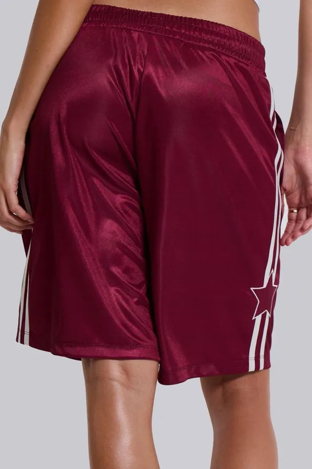 Jaded London Unisex UnisexWomen Burgundy Alyx Longline Football Shorts Red
