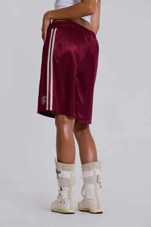Jaded London Unisex UnisexWomen Burgundy Alyx Longline Football Shorts Red