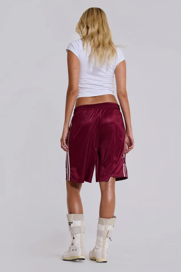 Jaded London Unisex UnisexWomen Burgundy Alyx Longline Football Shorts Red