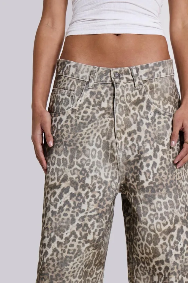 Jaded London Unisex UnisexWomen Leopard Fade Colossus Jorts Multi