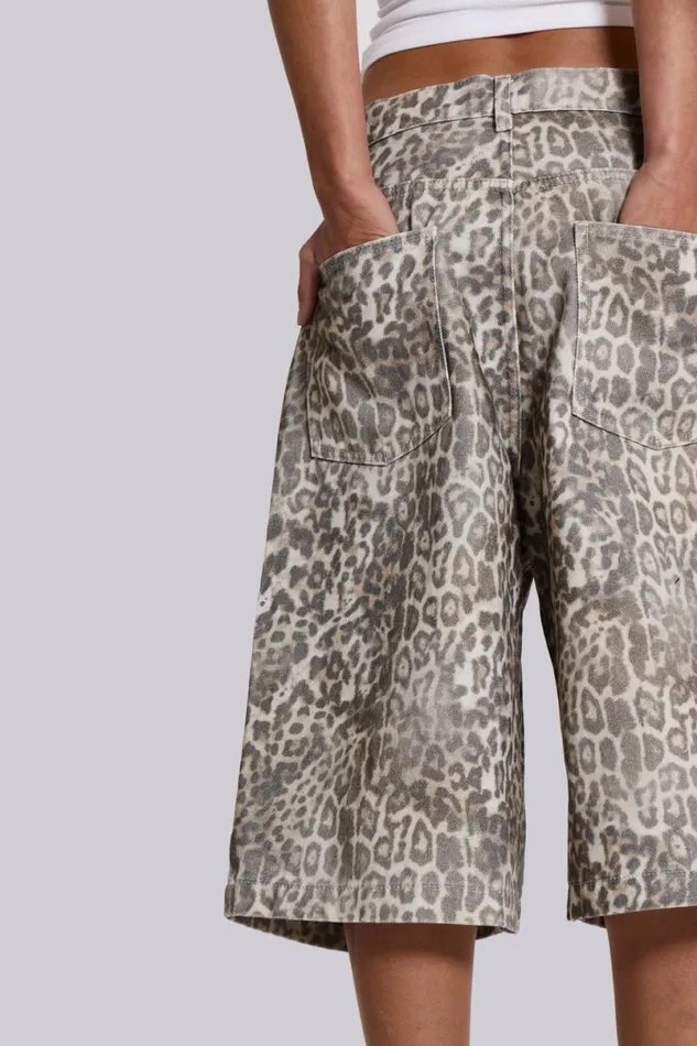 Jaded London Unisex UnisexWomen Leopard Fade Colossus Jorts Multi