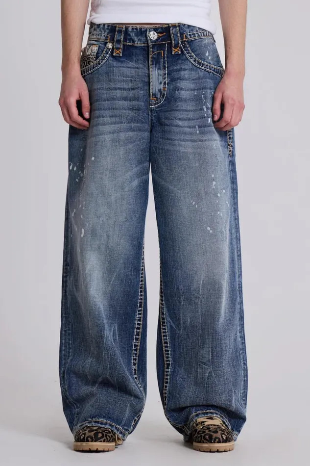 Jaded London Unisex UnisexWomen Rock Revival Axel Colossus Jeans Blue